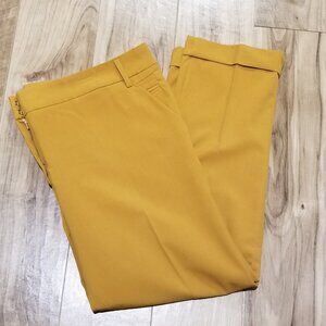 Asos Gold Dress Pants 14 Womens High Rise Stretch Cuffed Cropped Trouser 41 x 26